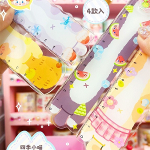调调四季小喵转转尺 新品调调尺子手帐萌物社喵喵尺子亚克力夹子