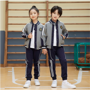 春秋装儿童灰色班服棒球服三件套小学生校服学院风套装