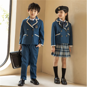新款幼儿园园服国际班小学生西装校服三件套春秋冬季英伦风团体服