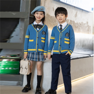 幼儿园园服春秋冬装英伦学院风小学生校服儿童天蓝色毛衣班服套装