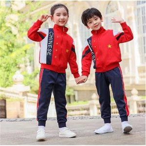 两件套儿童秋季校服套装红色国风小学生班服运动服