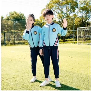 春秋款儿童秋季校服套装小学生班服天蓝色色运动三件套