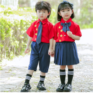 六一儿童合唱演出服中国风夏天红色小学生朗诵表演服英伦毕业班服