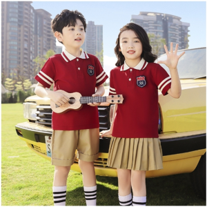 夏装红色纯棉运动服套装小学生校服夏季薄款班服毕业服