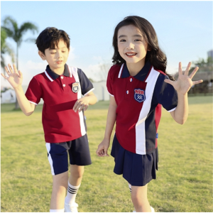 英伦风校服小学生班服夏季短袖红色儿童学院风套装幼儿园园服夏装