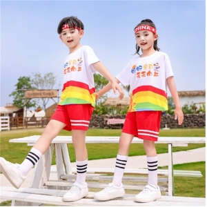 夏季毕业幼儿园班服个性t恤短袖校运动会套装小学生儿童短袖印图