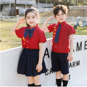 六一儿童合唱演出服中国风夏天红色小学生朗诵表演服英伦毕业班服