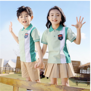夏季班服小学生校服夏装短袖儿童绿色学院风两件套幼儿园园服套装