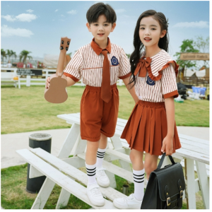 夏装儿童英伦风短袖衬衣套装毕业照演出班服小学生校服
