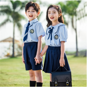 英伦风短袖套装毕业表演服夏装小学生校服班服批发