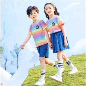 小学生校服2023新款夏款儿童彩虹班服套装一年级夏季毕业服批发