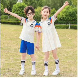 夏季班服儿童节表演服小学生校服毕业照服装纯棉