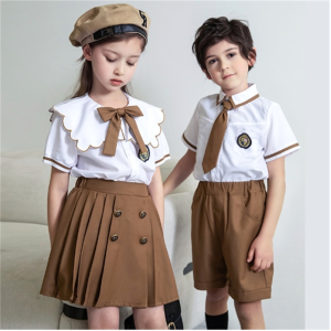 小学生校服夏季班服幼儿园园服夏装条纹短袖英伦风儿童毕业照服装