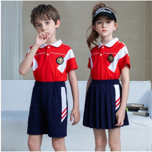 夏装儿童班服红色短袖套装夏季运动服装夏天小学生校服