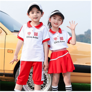 夏季校服小学生班服中国红色运动套装幼儿园园服夏装学院风毕业服