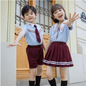 幼儿园园服短袖两件套儿童合唱毕业照服装中小学生校服英伦风班服