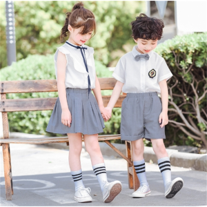 幼儿园大班毕业照服装园服夏装英伦学院风校服夏天季短袖儿童套装
