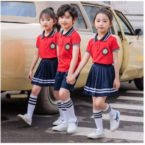 幼儿园园服夏装新款翻领套装红色校服款毕业服儿童班服小学生夏季