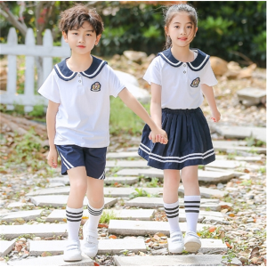 幼儿园园服夏装小学生校服夏季儿童班服海军风毕业照服装运动套装