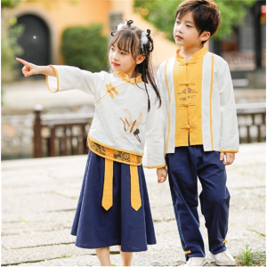 中国风幼儿园园服套装小学生国学班服男女儿童古装汉服团体演出服