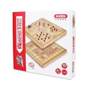 过关斩将五合一桌游跳棋木制多功能游戏棋翻转棋益智玩具