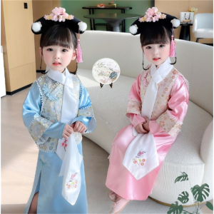 格格服儿童汉服女宝宝清朝宫廷服装中国风女童春秋古装演出服唐装