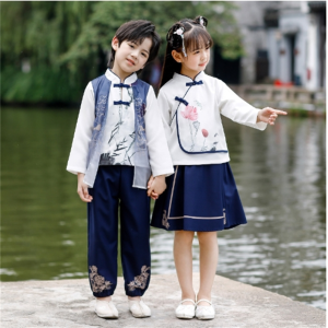 儿童汉服男童夏开笔礼传统中国风女童唐装春秋款国学演出服中秋节