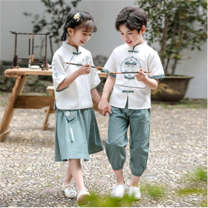 儿童汉服男童中国风唐装女童民国舞蹈小学生夏季六一幼儿园演出服