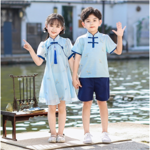 民国风国学汉服演出服女儿童古典舞六一大合唱团班服表演服装批发