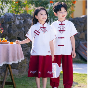 幼儿园园服夏装中国风班服两件套夏季短袖校服套装小学生唐装表演