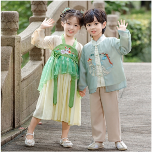 儿童汉服女孩民族风唐装小男孩中国风古装表演服六一校园演出服潮