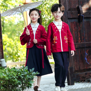 儿童民族风中秋表演汉服中国风小学生国庆班服大合唱国学演出服装