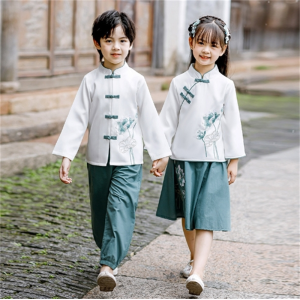 儿童演出服幼儿园长袖典礼服中国风男女汉服小学生中秋节表演服装