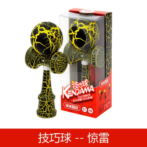 木制玩具球kendama多色裂纹漆技巧球锻练手眼协调能力