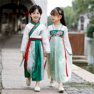 儿童国学汉服演出服女童古装中国风男童书童三字经弟子规表演服装