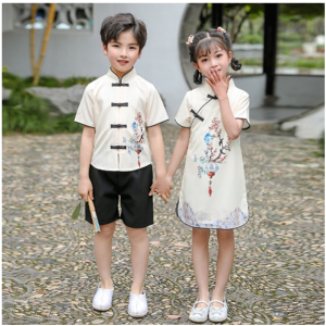 儿童汉服夏装女童民国风旗袍男童国学唐装小学生班服幼儿园演出服