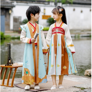 国学服男童女童汉服古装襦裙云肩小学生唐装儿童三字经演出服春秋