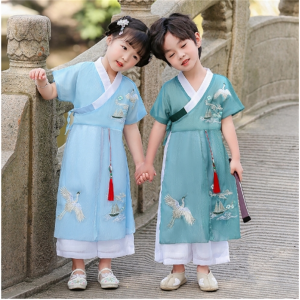 童装汉服夏季新款男童女童短袖表演服儿童朗读演出兄妹服古风唐装
