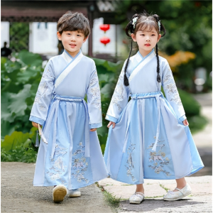 儿童汉服连衣裙超仙中国风童装男童女童古装唐装表演服学生国学服