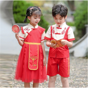 幼儿园园服夏季小学生校服六一班服中国风汉服演出合唱服毕业照潮