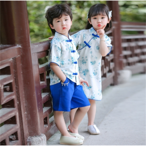 六一儿童古风演出服男童中国风汉服民国唐装2023新款女童旗袍夏季