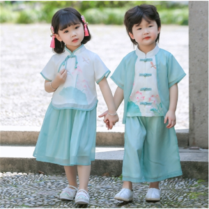 汉服男童2023新款女童中国风儿童唐装小学生幼儿园国学演出班服潮