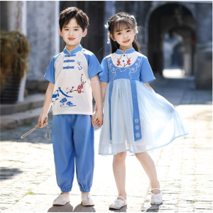 儿童汉服男童夏装国学服女童中国风古装改良唐装夏古风六一演出服