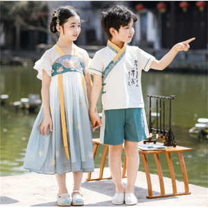 汉服表演服套装男女童儿童节唐装古风超仙刺绣中国风连衣裙襦裙夏