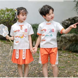儿童汉服夏款中国风男女童古装套装国学服幼儿园班服民族风演出服