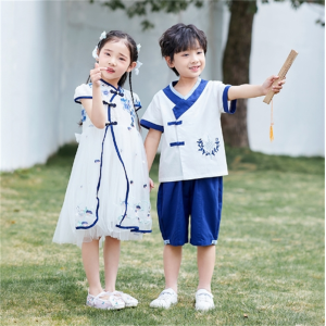 儿童国学汉服男童夏装中国风演出服女童民族表演服装唐装古装套装
