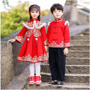 儿童汉服春秋款2022秋季新款小学生中秋节表演服幼儿园唐装演出服