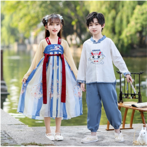 儿童汉服2023新款春秋款男童古装国学服女童中国风唐装演出服批发