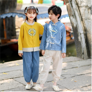 儿童古装汉服春秋男女童长袖复古汉服套装幼儿园中国风唐装演出服