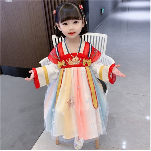 女童汉服连衣裙春秋装新款中小童古装中国风刺绣超仙气裙子